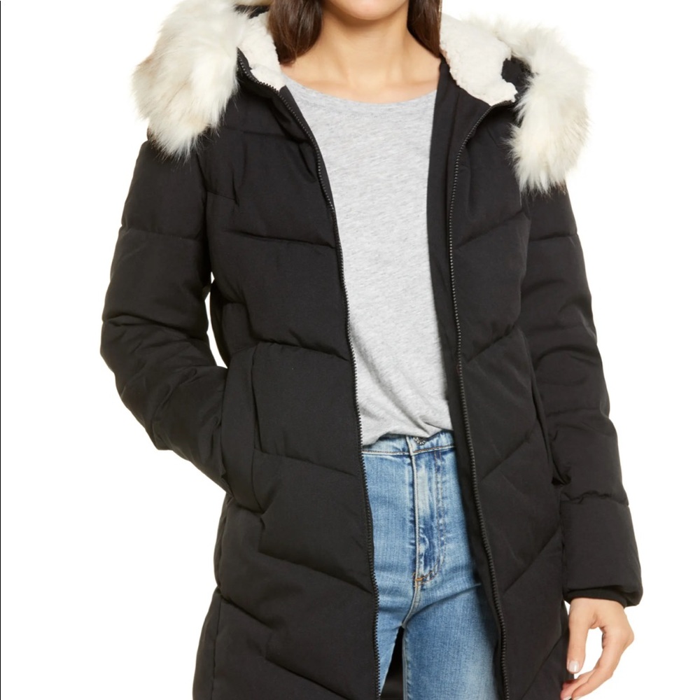 Sam Edelman faux fur trim Quilted parka
